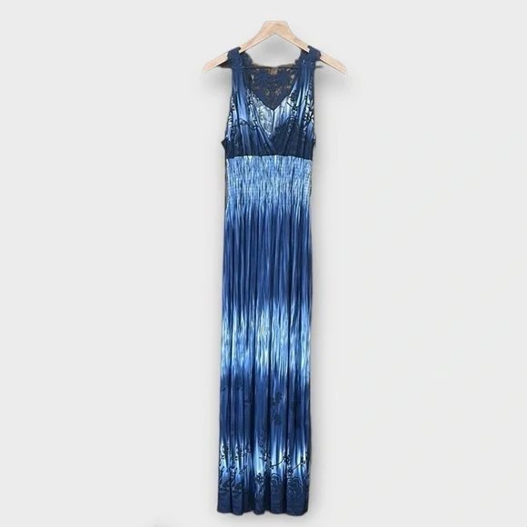 CM Resort Wear Beach Maxi Haltar Dress Blue Size XL - Picture 5 of 12